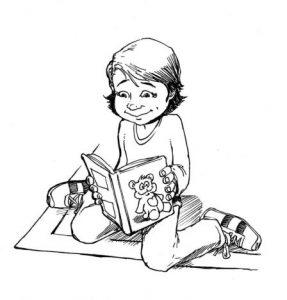 illustration of W sitting